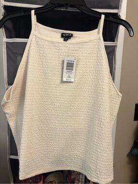 New Torrid Cream Textured Halter Tank Top